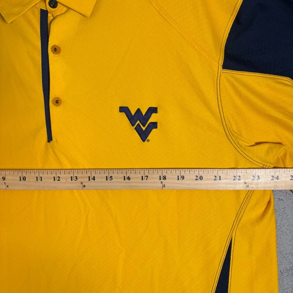Nike Dri Fit Polo Shirt Men XL West Virginia Mountaineers Yellow Navy Athleisure